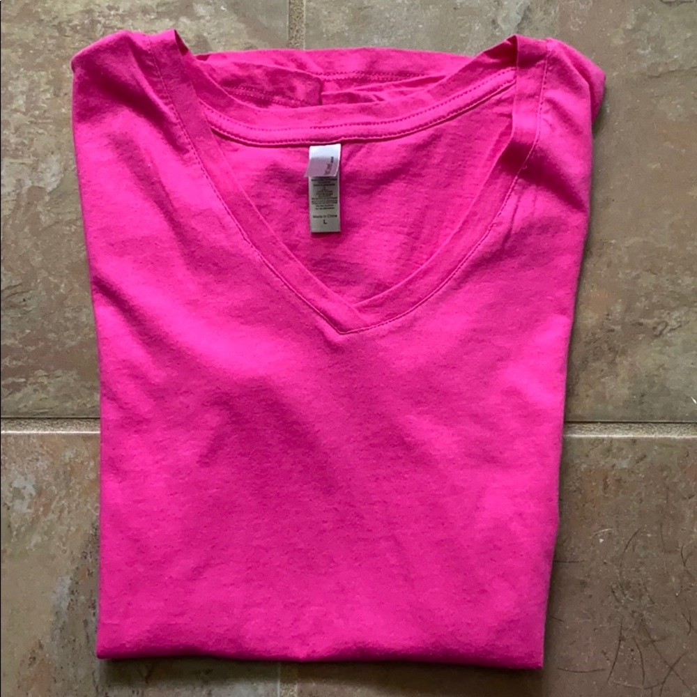 pink v-neck tshirt NWOT